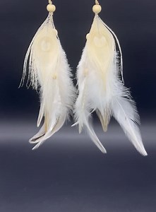 Tribal Cream Feather Earrings: Boho Bridal Peacock & Exotic Feathers - Etsy