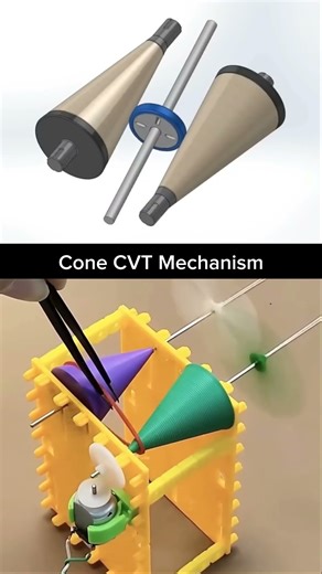 🤯 Watch How THIS Cone CVT Changes Gears Infinitely! | Mechanical Engineering #shorts
