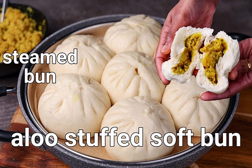 steamed bun recipe | aloo masala stuffed buns | soft fluffy steamed buns