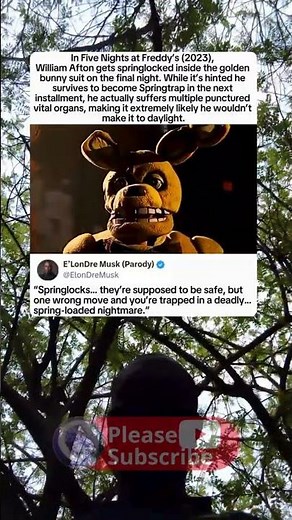 In Five Nights at Freddy’s (2023), William Afton gets springlocked inside the golden bunny suit on