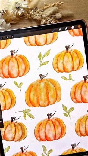 How to draw an easy pumpkin on procreate best digital watercolor brush #procreate #digitalart #art