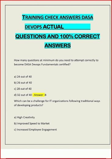 Training Check Answers Dasa Devops Actual Questions And 100 video
