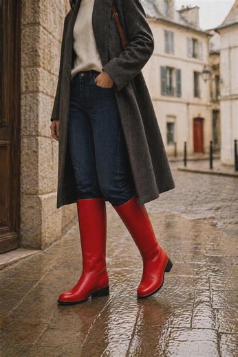 Handmade Tall German Style Officer Boot | Red Leather, Round-toe, Vintage Military Style With Free Gift Sock - Etsy