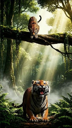 Leopard vs Tiger — The Silent Jungle Showdown! 🐆🐅🔥#wildlifebattle #animals #viralshorts