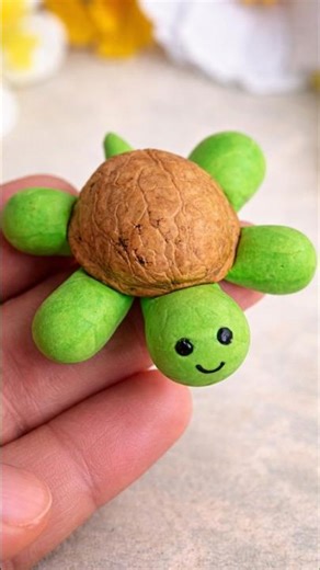 tortoise craft with walnut shell/ clay tortoise craft #shorts #viral #craft #clay #claycraft #kids