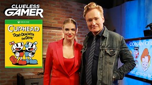 #CONAN Highlight: Conan gets an early look at Cuphead with fellow cool and beautiful person Kate Upton. #CluelessGamer | Team Coco