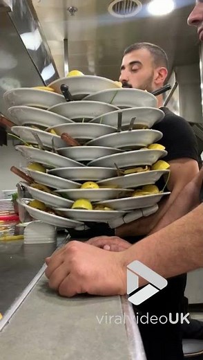 Plate stacking and serving like a champion || Viral Video UK