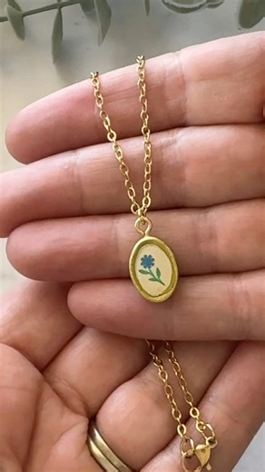 Polymer Clay handmade necklace Cornflower pendant using ‪@myclayco‬ shadow box cutter set 💖