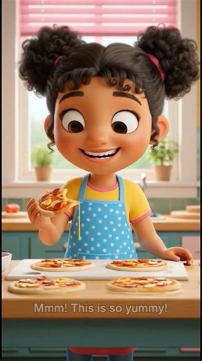 Ava make mini pizza faces