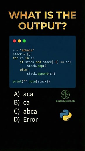 Stack Logic 🤯🐍 | Remove Adjacent Duplicates in Python #shorts #codermind #python #programming