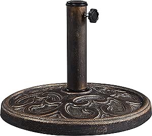 Yaheetech 22lbs Heavy Duty Round Antiqued Umbrella Base All Weather Umbrella Stand for Outoor Patio - Bronze