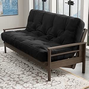 Loosh Home | 10" Queen Size Futon Sofa Bed Memory Foam Mattress - USA Made, Black, Frame Not Included