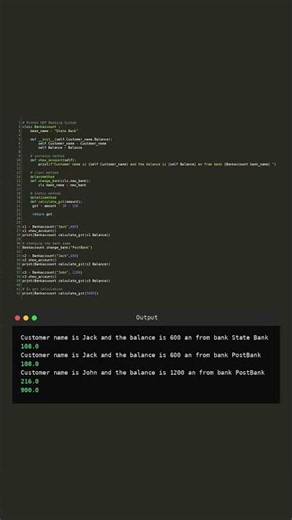#python#pythonlogic#python oop: class methods, static methods & bank account system #oop