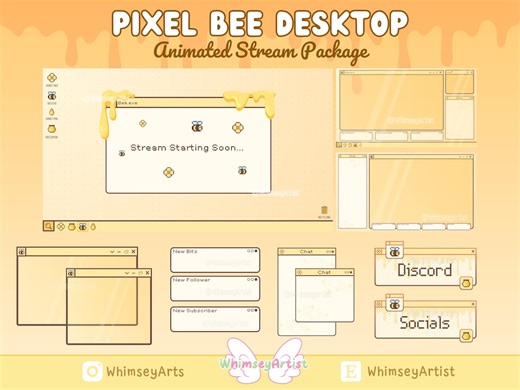 Pixel Bee Desktop Stream Pack, Twitch Pack, Bee Stream Package, Bee Emotes, Pixel Bee, Twitch Bee, Animated Overlays - Etsy