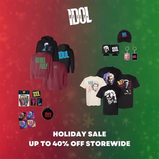 Billy Idol on Instagram: "🎅🏼✊🏼Up to 40% off EVERYTHING starting today through Dec 1 in the official IDOL store! Visit billyidolstore.com or use IDOL links in bio."
