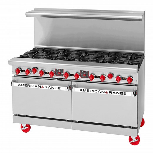 American Range AR-10-CC 60" Natural Gas 10-Burner Range with 2 Convection Ovens - 380,000 BTU
