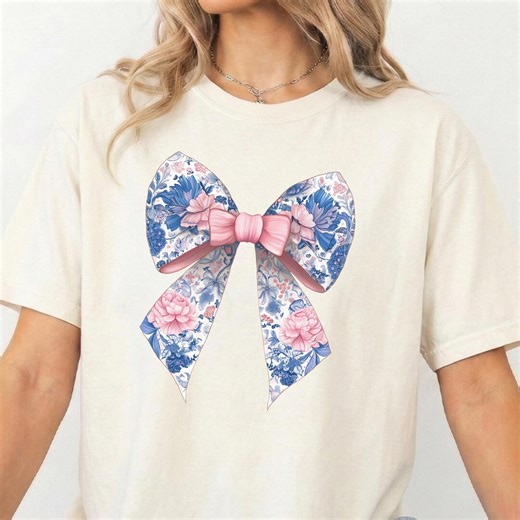 Floral Bow PNG Clipart With Pink Ribbon Transparent Background - Etsy