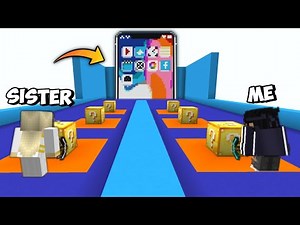 IPHONE LUCKY BLOCK RACE With MY LITTLE SISTER In MINECRAFT