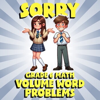 Volume Word Problems SORRY Math Game - No Prep Grade 6 Review