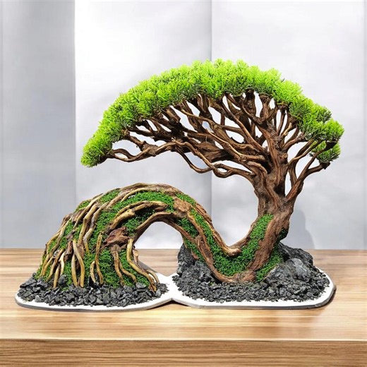 Bonsai Aquarium Driftwood Tree Fake Moss | Bonzai Ornaments for Fish Tank & Shrimp - Etsy UK
