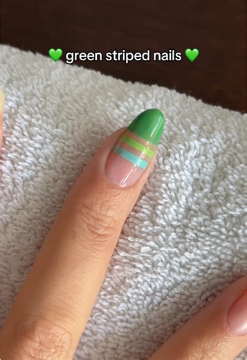 Stylish Green Striped Nail Design