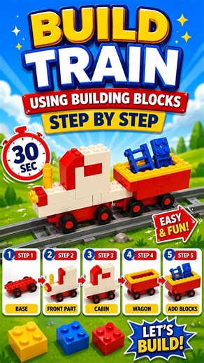 DIY Lego Train Step by Step Build 🚂 | Building Blocks #asmr #asmrvideo #lego #diy #buildingblocks