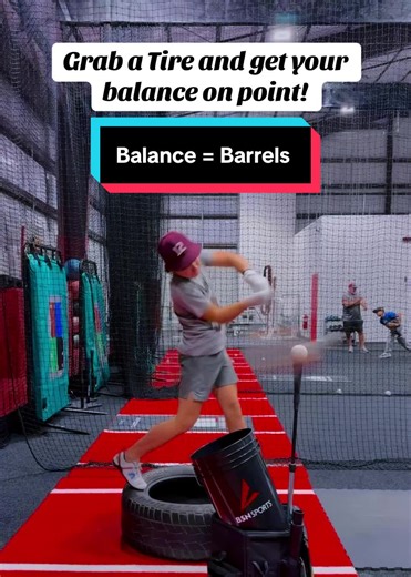 Old School balance work! A Tire has so many uses for hitters! Here is another way I use one for balance, can’t fall back! Up and In location #hdrvideos #drillwork #balance