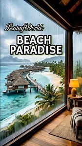 Hyper Realistic Rain on Window 🌧️ Tropical Paradise Beach Soothing ASMR Rain & Waves