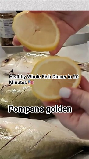 Perfect whole pompano in the oven Score 3 cuts, add lemon, salt, pepper, paprika, garlic & cilantro