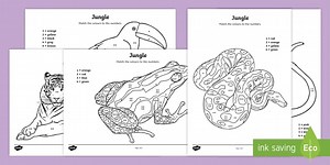 Jungle Colour by Number Counting Worksheet