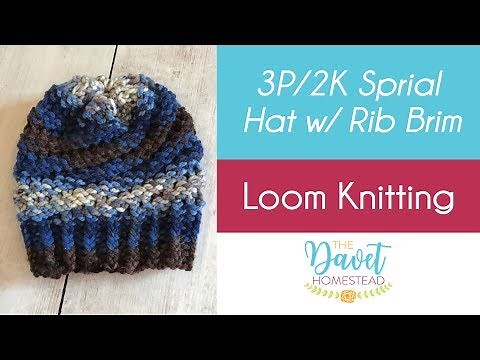 Spiral Hat with Rib Brim - Loom Knitting