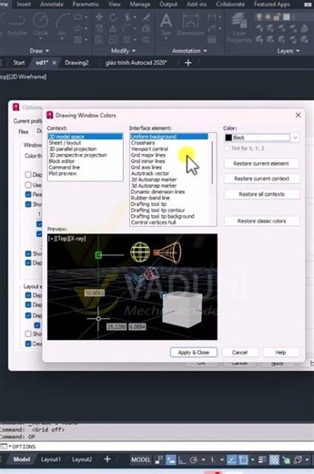 How to change the AutoCAD interface color #autocad #vaduni #autocadtips