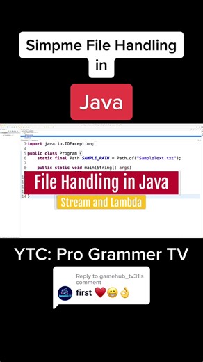Replying to @gamehub_tv31 Pano nga ba yung proper way ng paghandle ng file sa #java or sa kahit anong #programming languages? #programmer #softwaredeveloper #codingtiktok #codinglife #edutok #eduwow #fyp #fypage #foryou #foryoupage #fracemarteja #programmertv