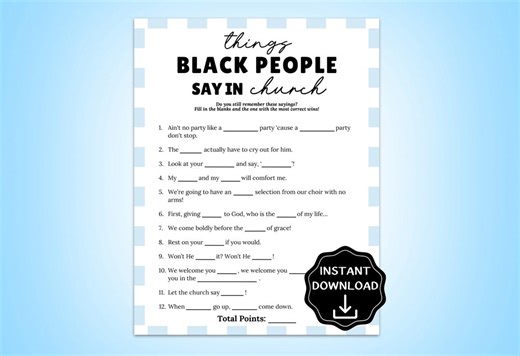 Black Church Sayings Game, Church Trivia, Black Christian Icebreaker Game, Games for Church Youth Group, Church Party, Team Building Games - Etsy
