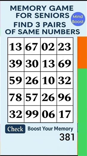 Easy Brain Exercise for Seniors – A Healthy Mind Game | Match the Numbers