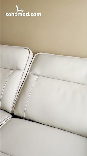 Double Deal Luxury Power Reclining Loveseat Review | Modern Cream Leather Furniture Tour