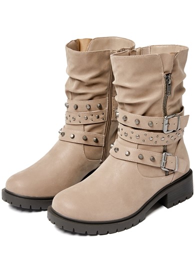 Women's Extra Wide Width Ankle Boots True Plus Size Wide Foot Low Heeled Slouchy Booties Comfort Riding Combat Rivet Short Boots for Women.