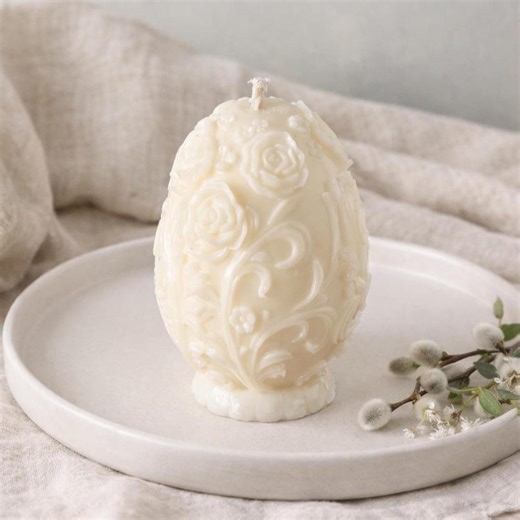 Easter Egg Candle, Embossed Egg Shaped Candle, Scented Soy Wax Candle, Spring Tablescape Decor, Neutral Easter Decor, Hostess Gift - Etsy
