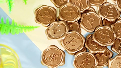 Yoption Initial Alphabet A Adhesive Wax Seal Stickers, 50 Pack Letter Wax Seal Stickers Envelope Seal Stickers Envelope Seals Self Adhesive Gold Stickers for Wedding Party Birthday Christmas (A)