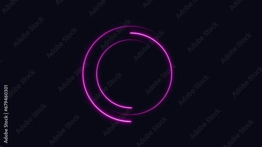 Neon lines in abstract style Neon pink lines form multiple overlapping circles. Neon lines running around a circle in 4K.
