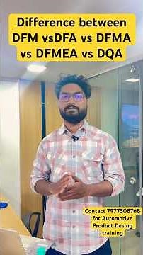 Difference between DFM, DFA , DFMA , DFMEA , DQA #automobileengineering #engineeringdegree #job