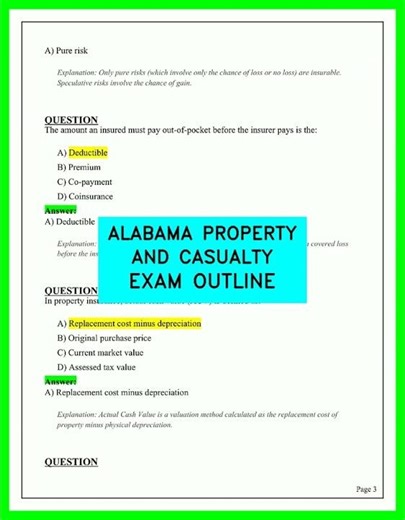 ALABAMA PROPERTY AND CASUALTY EXAM OUTLINE 2026 UPDATED FULL COURSE REVIEW PRACTICE QUESTIONS AND