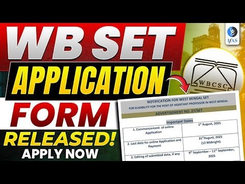 WB SET Application Form 2025 Released & Important Date | IFAS