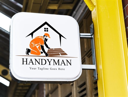 Editable Roofing & Handyman Logo Design / Modern Construction Services - Etsy