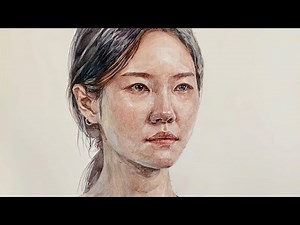 입시미술 - 수채화 인체수채화 시범 여자 얼굴그리기
