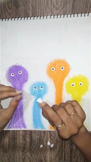 🐦💫Step by Step;Cute Fuzzy Birds Art / Cotton Buds #art #drawing #fuzzy #easyart #oilpastel #trending