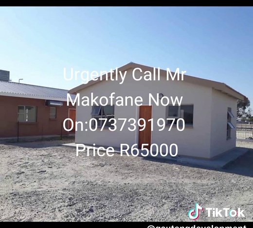 Buy A Brand New And Quality Rdp House For Sale At Gauteng Soweto, Tembisa, Pretoria, Carletonville, Khutsong, Kagiso, Khutsong Palmridge, Katlehong and Pimville House Includes All The Paperwork Work And The Title Deed. Price R65000Inside:2 Bedrooms1 Kitchen1 Dinning Room1 BathroomRunning Water And Electricity Available.You Must Be Willing To Move In Immediately And Be Cooperative Throughout The Purchase Process. NB:Be A South African Citize Call:0737391970