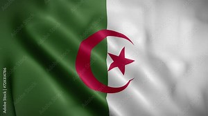 Algeria waving flag, Flag of Algeria Animation, Algerian Flag Closeup, 4k Algerian Flag Waving Animation