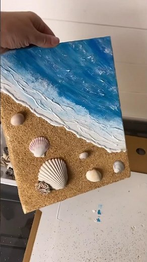 How to paint a beach!🎨 #easypainting #acrylicpainting #paintingtutorial #beach #art #beginner #easy