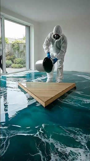 THIS WATER FLOOR IS INCREDIBLE 😱🌊 Epoxy luxury floor